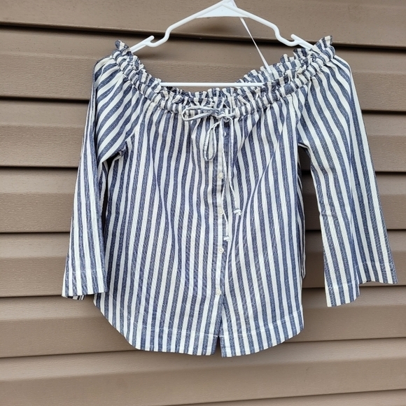 Madewell Shimmer Stripe Off-the-Shoulder Top - Picture 5 of 8